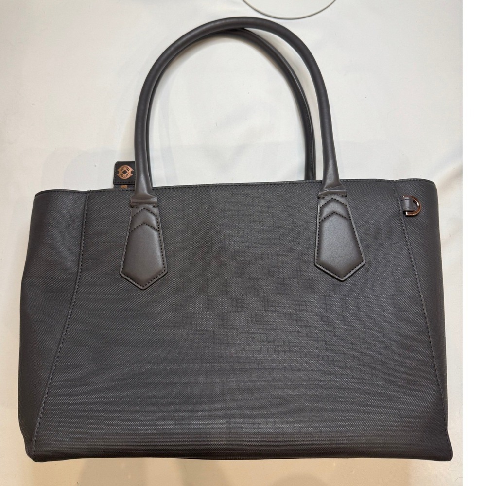 Dagne Dover Allyn Tote Bag Women Large Grey Coated Canvas Rose‎ Gold Hardware